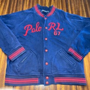 Polo Ralph Lauren Button Up Embroider "Polo RL" Sweatshirt Jersey Jacket